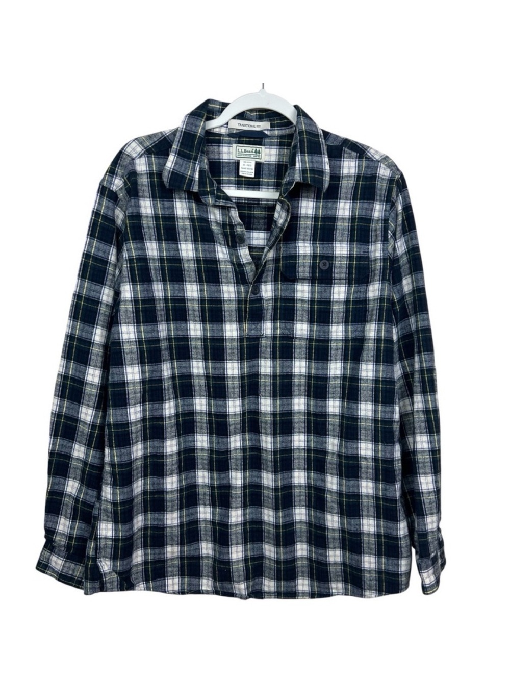 LL Bean Flannel Shirt Traditional Fit Oversized Plaid Size M